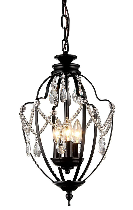 Kennedy 3-light Black-finish 11-inch Crystal Chandelier - AFS