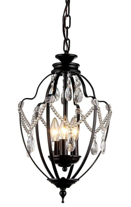 Kennedy 3-light Black-finish 11-inch Crystal Chandelier - AFS