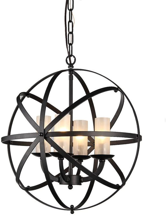 Mandisa 4-light Black-finish 18-inch Chandelier - AFS