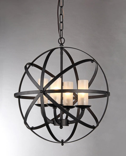 Mandisa 4-light Black-finish 18-inch Chandelier - AFS