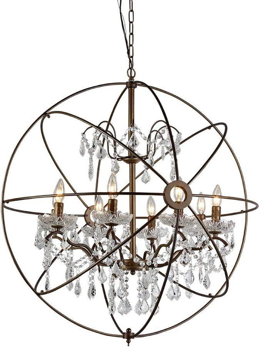 Edwards Antique Bronze and Crystal 24-inch Sphere Chandelier - AFS