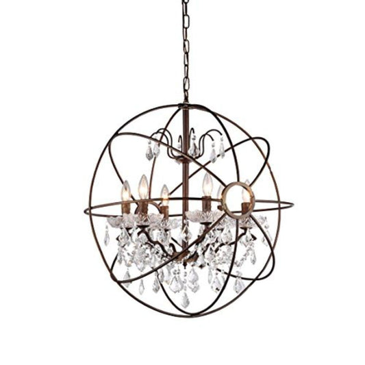 Planetshaker II Antique Bronze and Crystal 6-light Chandelier - AFS