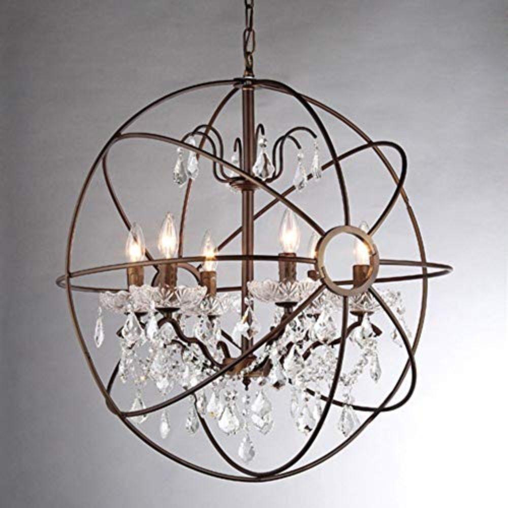 Planetshaker II Antique Bronze and Crystal 6-light Chandelier - AFS