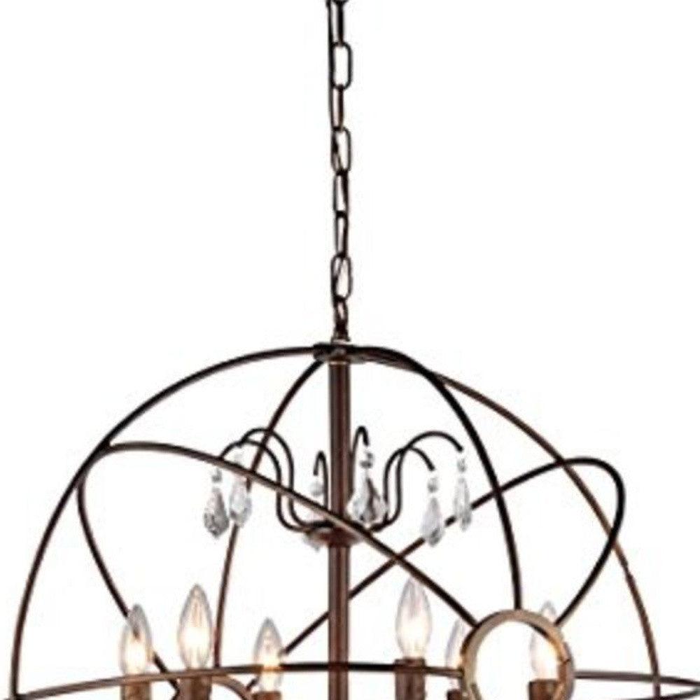 Planetshaker II Antique Bronze and Crystal 6-light Chandelier - AFS