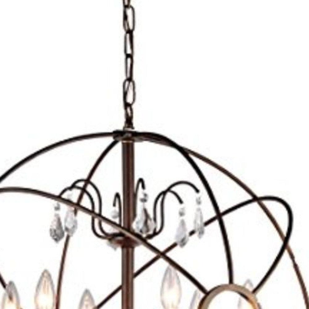 Planetshaker II Antique Bronze and Crystal 6-light Chandelier - AFS