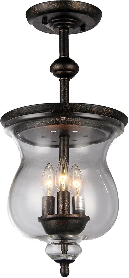 Madigan 3-light Clear Glass 10-inch Antique Pendant Lamp - AFS