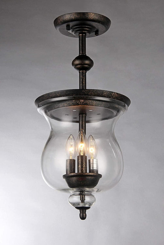 Madigan 3-light Clear Glass 10-inch Antique Pendant Lamp - AFS