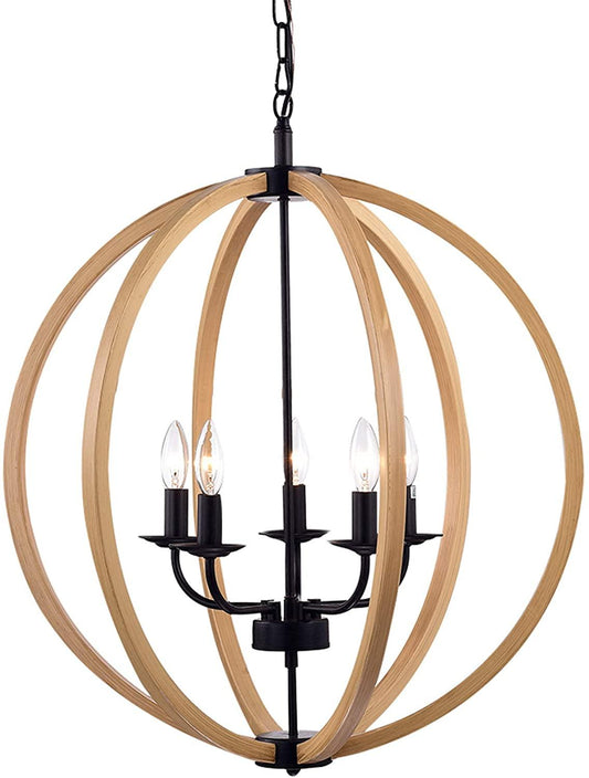 Fedelmid Black Natural Metal 24-inch Round Pendant Lamp - AFS