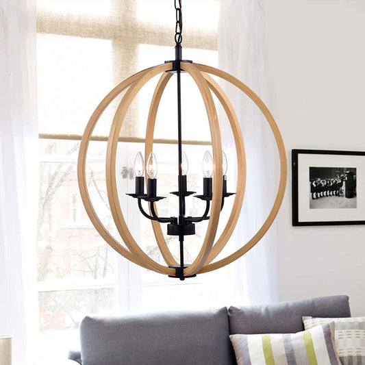 Fedelmid Black Natural Metal 24-inch Round Pendant Lamp - AFS