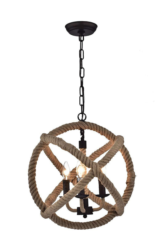 Twirlie 16.5-inch Hemp Rope Antique Bronze Metal Chandelier - AFS