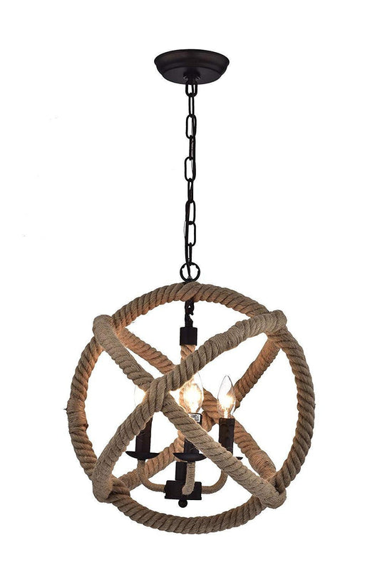 Twirlie 16.5-inch Hemp Rope Antique Bronze Metal Chandelier - AFS