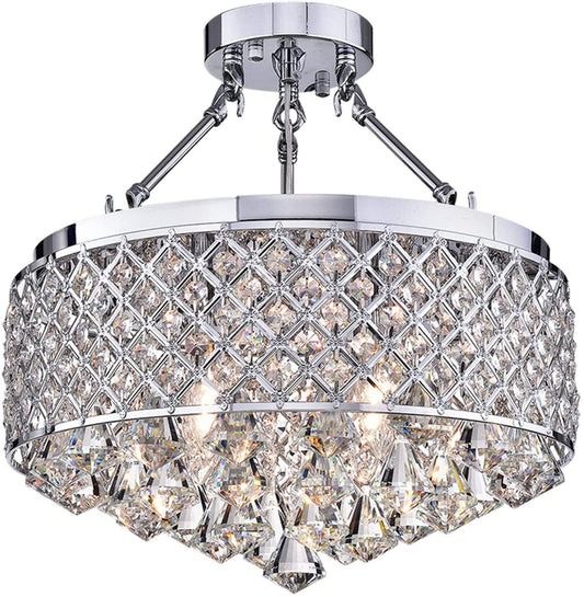 Viola Chrome-finish Crystal 15-inch Semi-flush Lamp - AFS