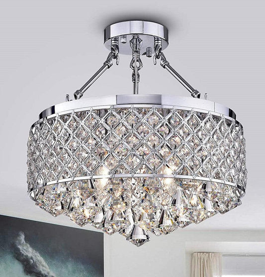 Viola Chrome-finish Crystal 15-inch Semi-flush Lamp - AFS