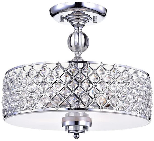 Dyesta Silver Chrome Crosshatch Round Lamp - AFS