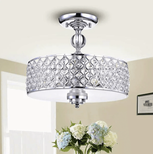 Dyesta Silver Chrome Crosshatch Round Lamp - AFS