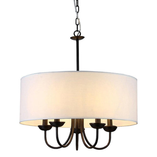 Gwenevere 5-light White Fabric 22-inch Black-finish Chandelier - AFS