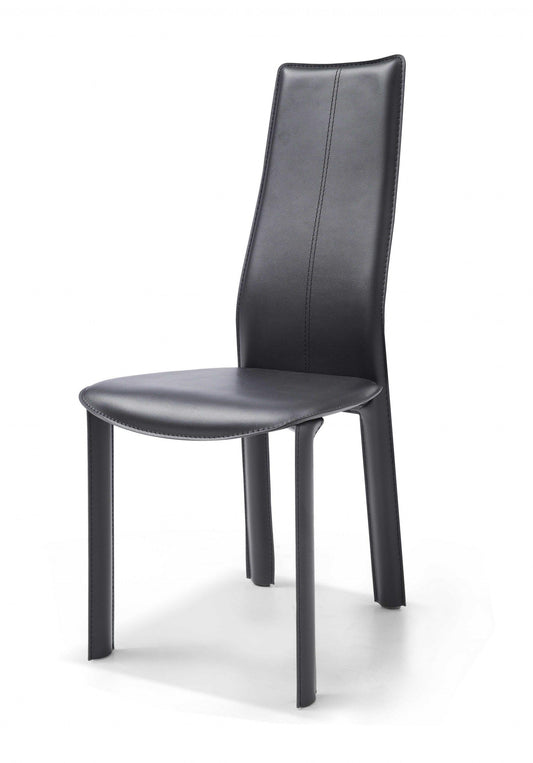 Set of 4 Modern Dining Black Faux Leather Dining Chairs - AFS