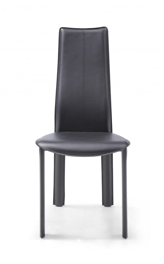 Set of 4 Modern Dining Black Faux Leather Dining Chairs - AFS