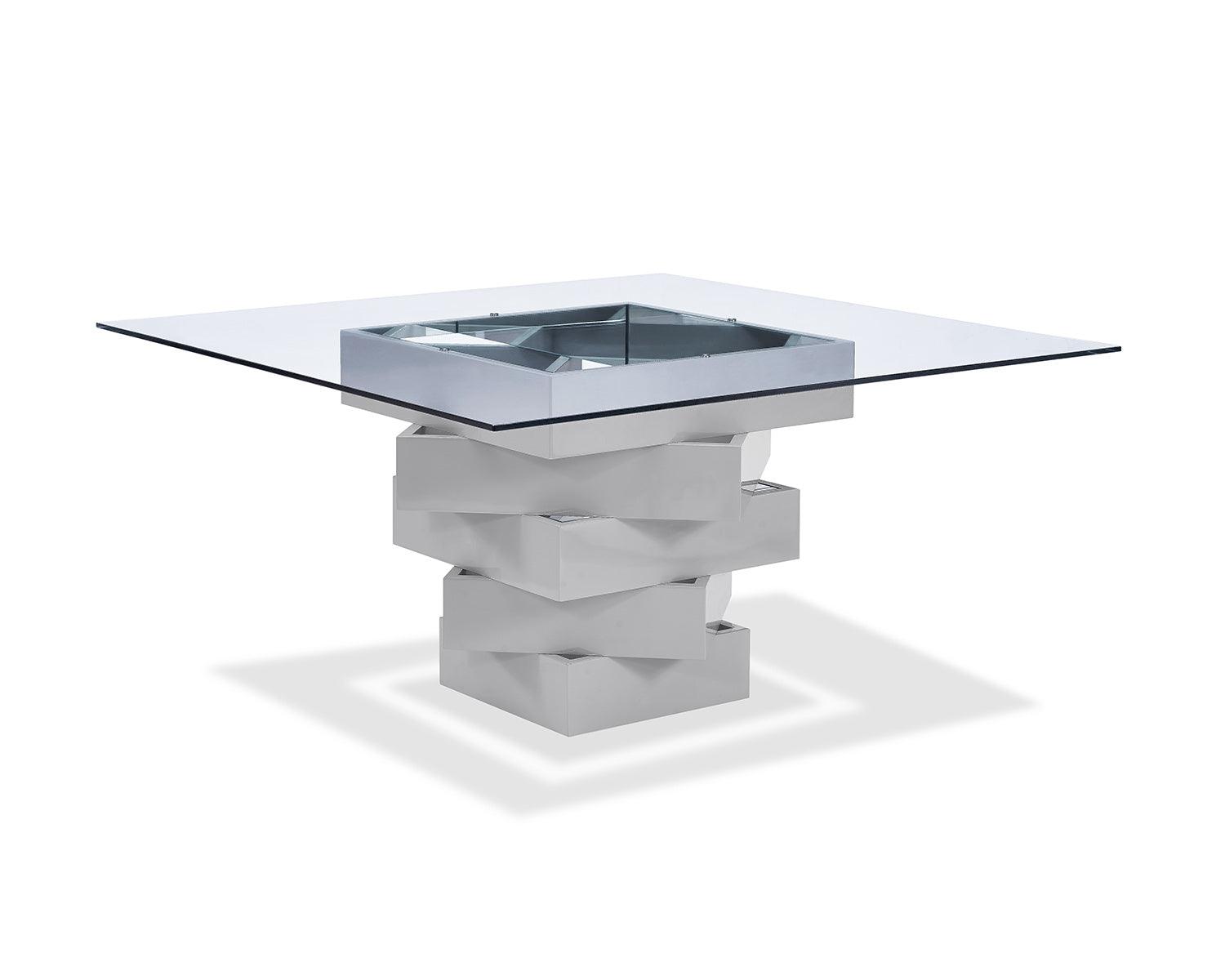 59" X 59" X 30" Gray Glass Dining Table - AFS