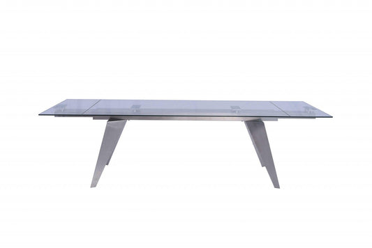 79 X 40 X 31 Clear Glass Extendable Dining Table - AFS