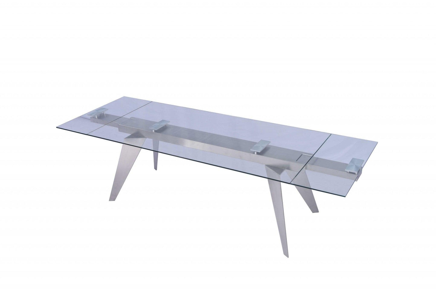 79 X 40 X 31 Clear Glass Extendable Dining Table - AFS