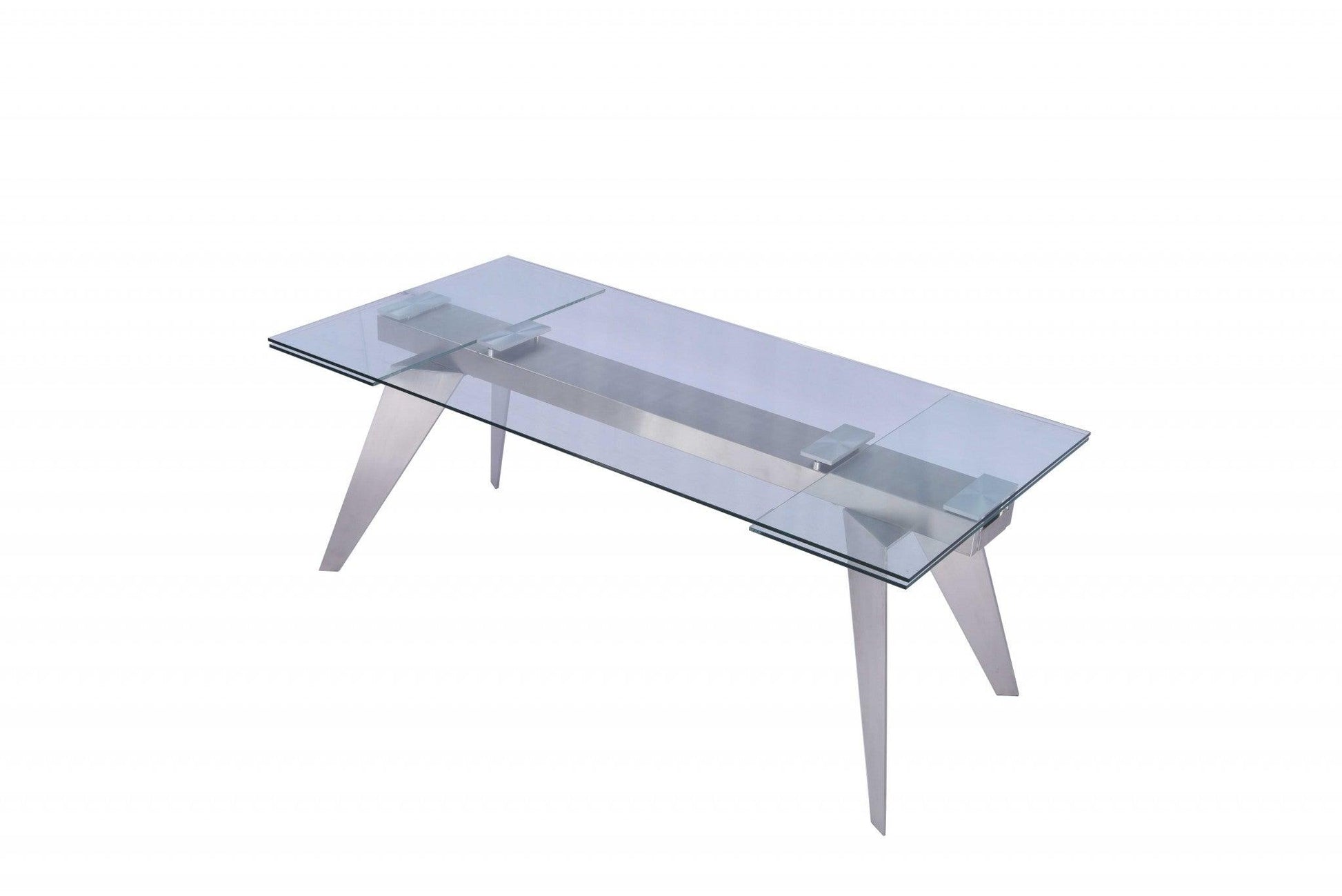 79 X 40 X 31 Clear Glass Extendable Dining Table - AFS