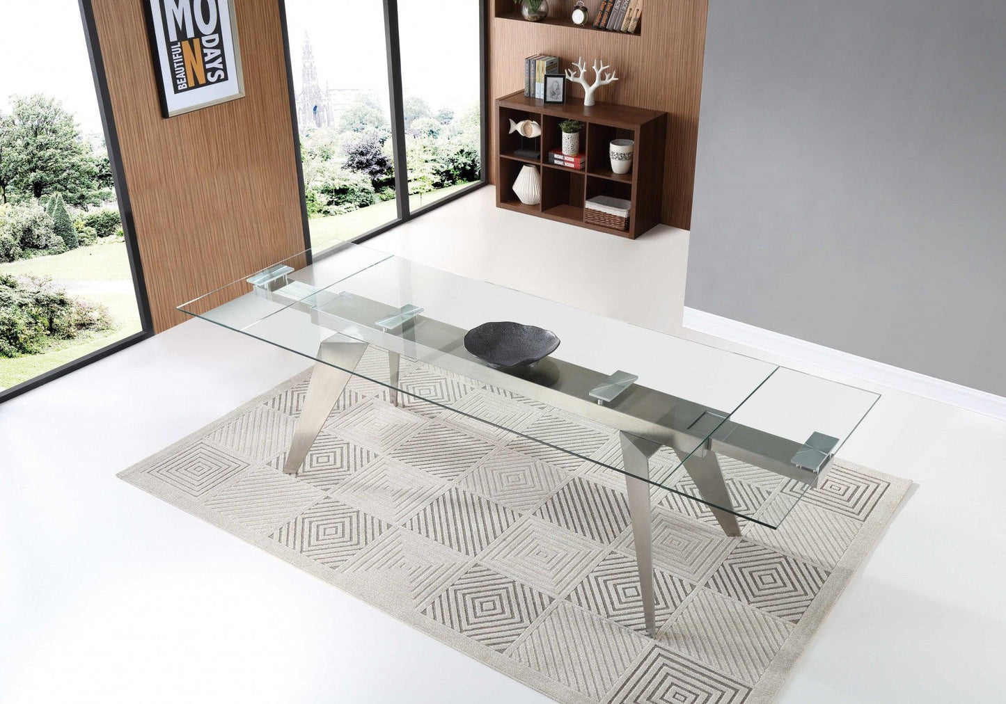 79 X 40 X 31 Clear Glass Extendable Dining Table - AFS