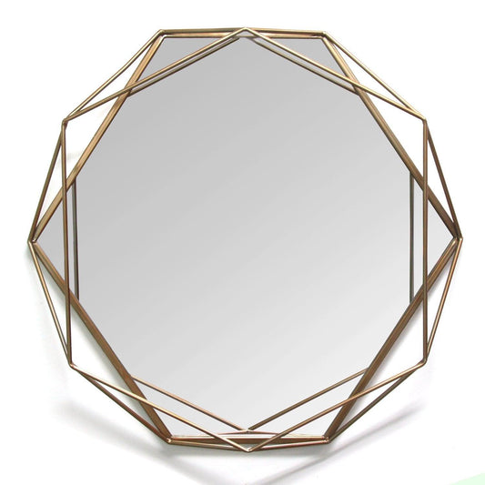 Gold Metal Octagon Framed Wall Mirror - AFS