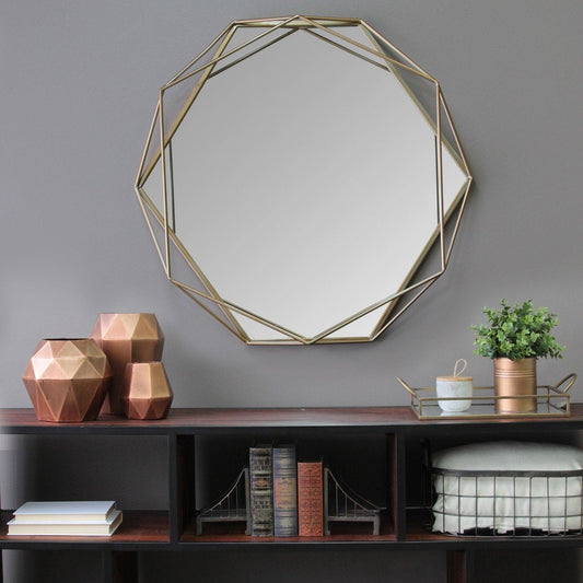 Gold Metal Octagon Framed Wall Mirror - AFS