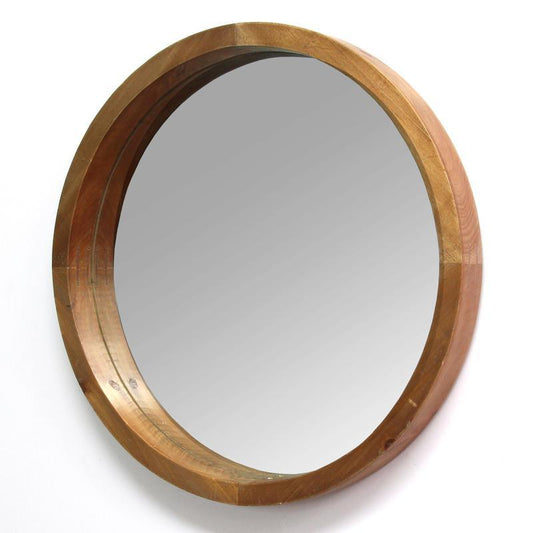 20" Chic Round Wood Framed Wall Mirror - AFS