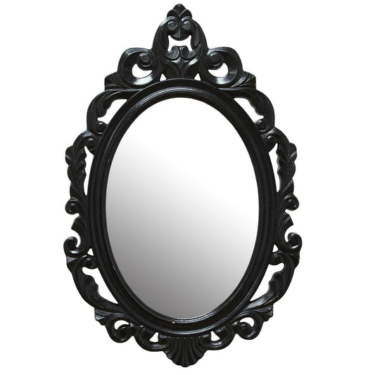 Glossy Black Oval Glass Wall Mirror - AFS