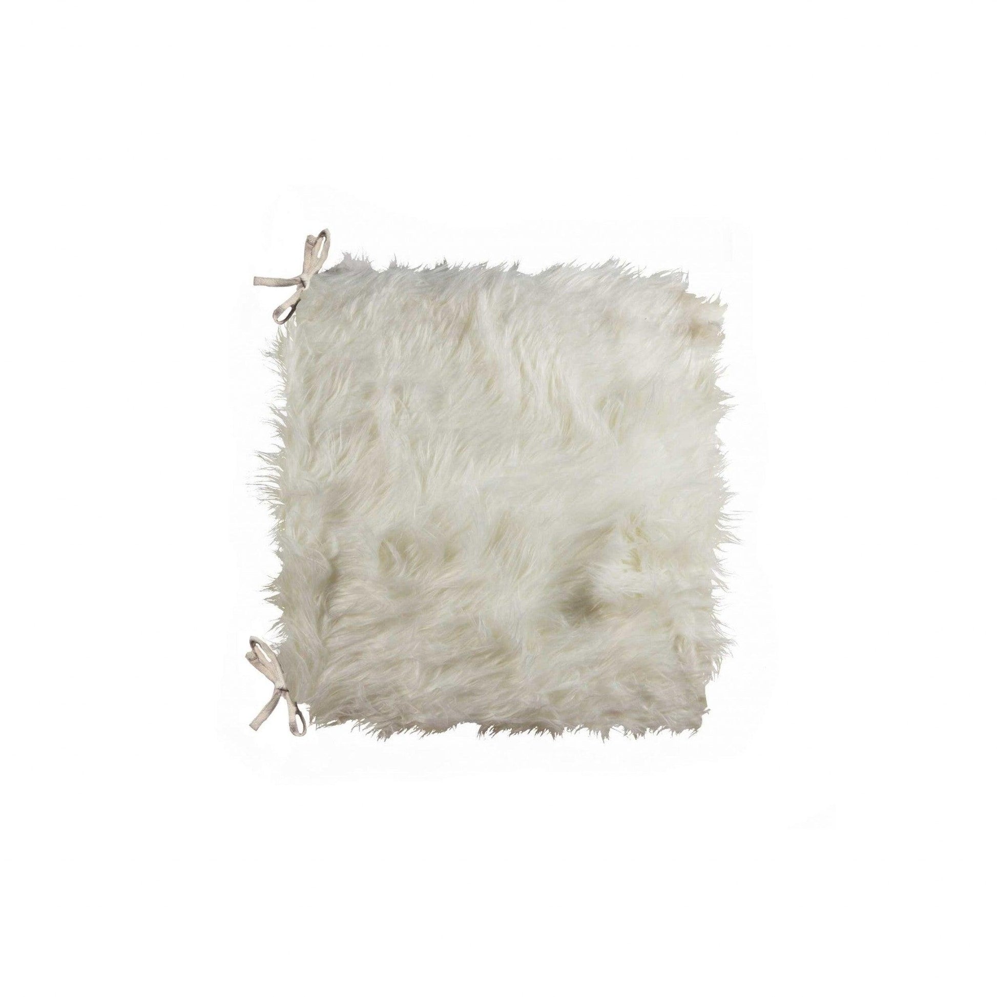 Set of 2 Off White Cozy Faux Fur Chair Pads - AFS