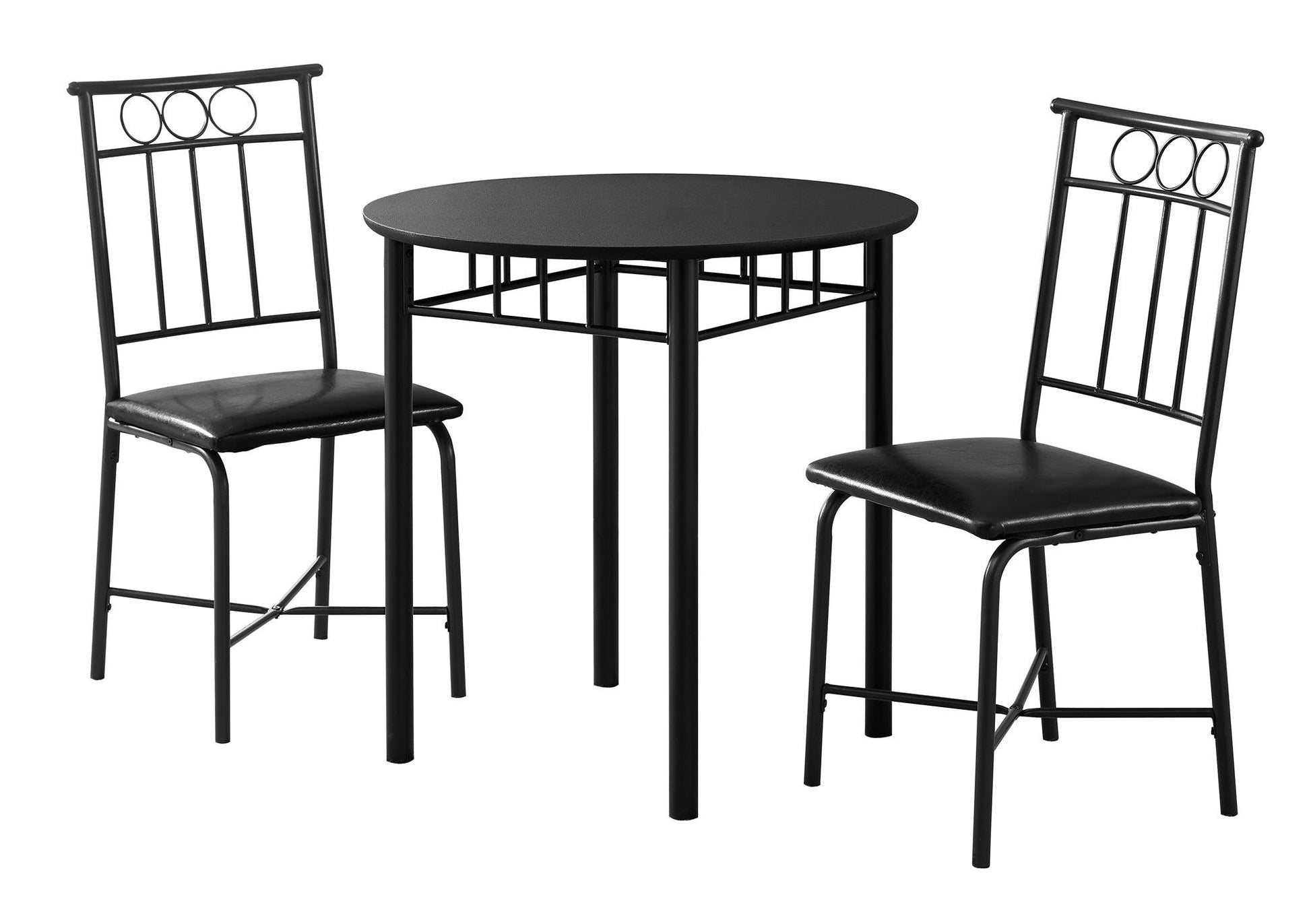 35" Black Leather Look Foam and Metal Three Pieces Dining Set - AFS