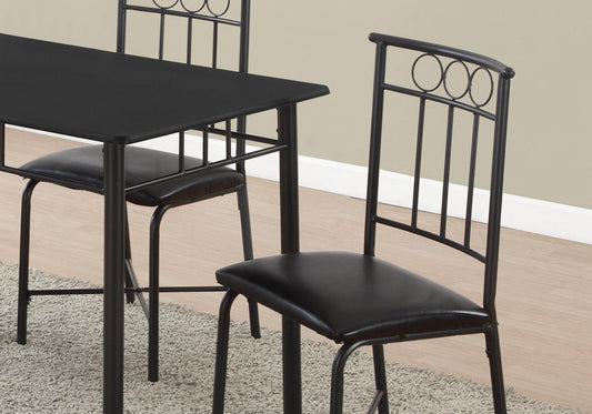 61.5" x 73.5" x 101" Black Metal Foam Polyurethane Leather Look Polyes 5pcs Dining Set - AFS