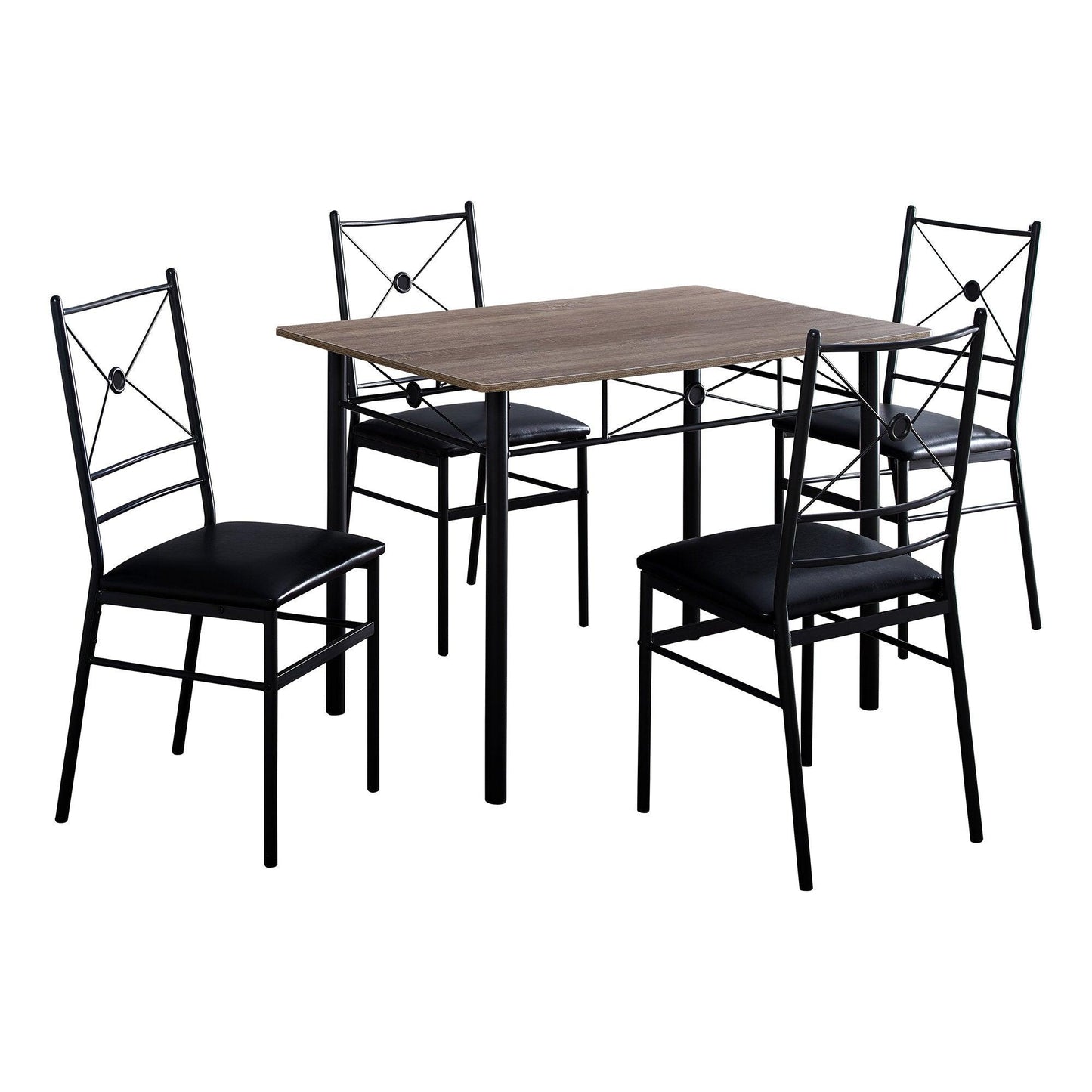 63" x 76" x 102" Dark Taupe Black Foam Metal 5pcs Dining Set - AFS