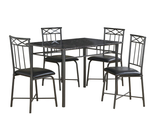 63.5" x 81.25" x 101" Grey Foam Metal Leather Look 5pcs Dining Set - AFS