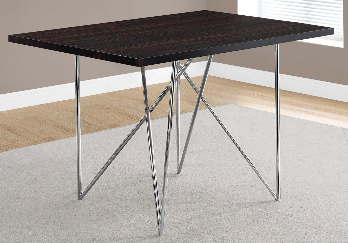 31.5" x 47.5" x 30" Cappuccino Hollow Core Particle Board Metal Dining Table - AFS