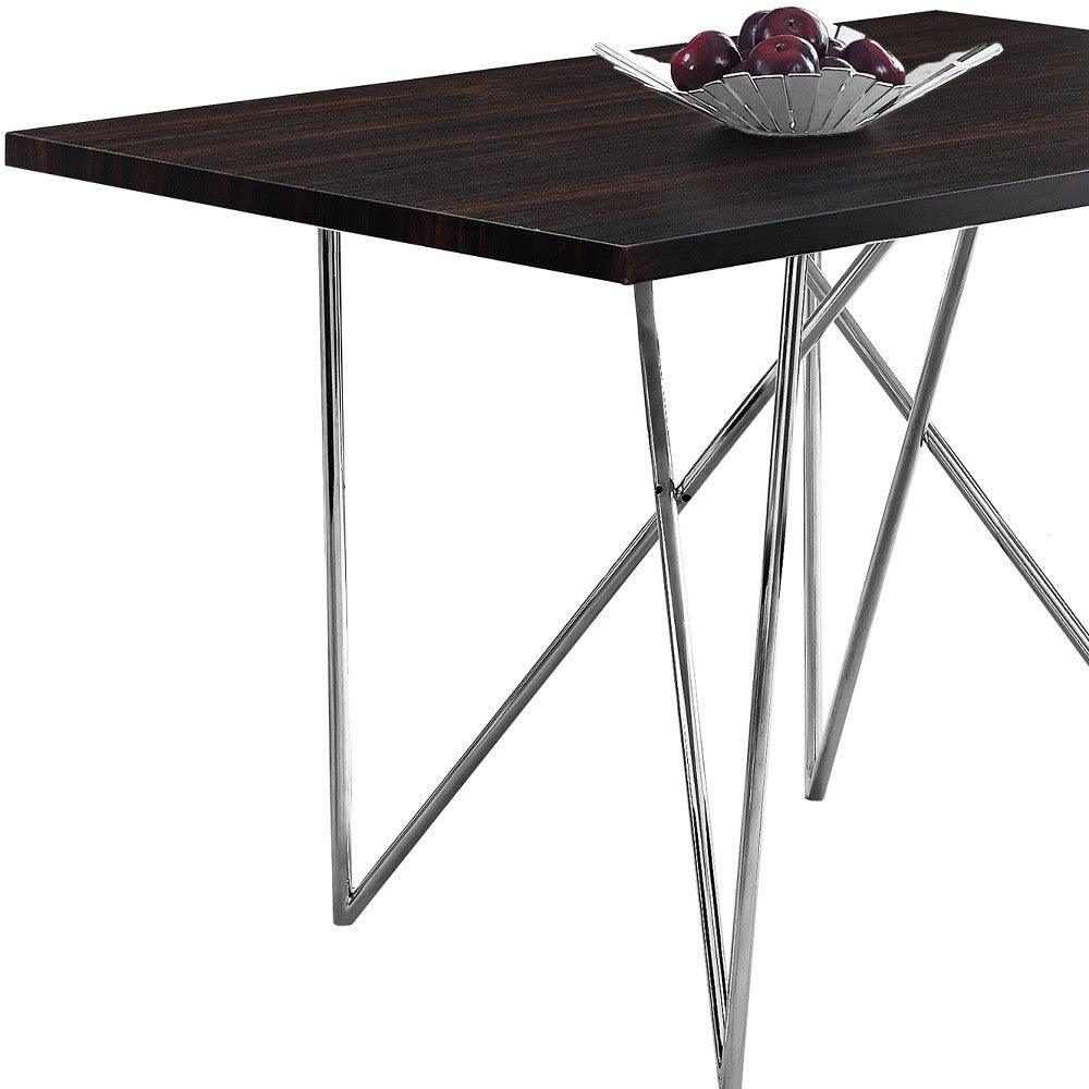 31.5" x 47.5" x 30" Cappuccino Hollow Core Particle Board Metal Dining Table - AFS