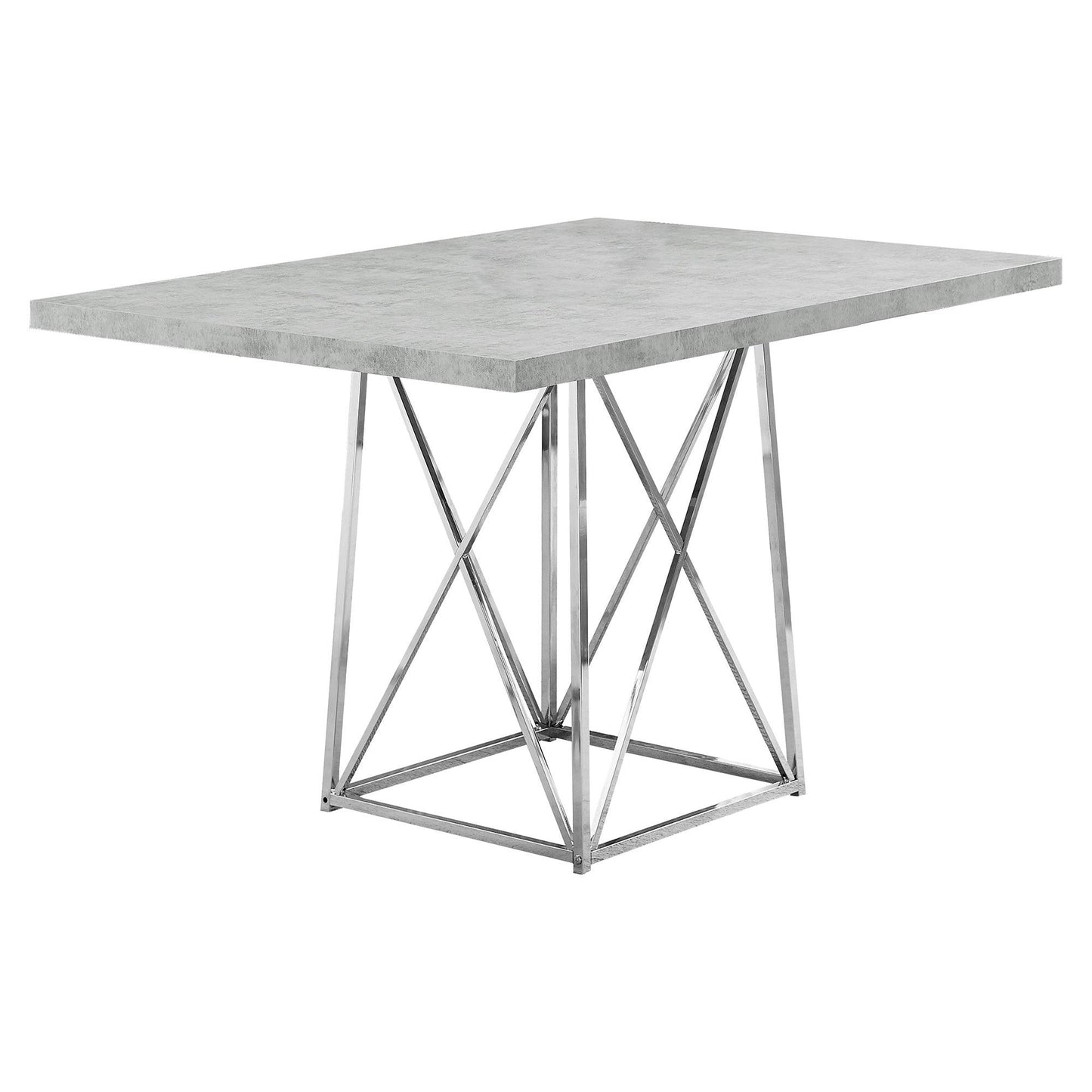 36" x 48" x 31" Grey Particle Board and Chrome Metal Dining Table - AFS