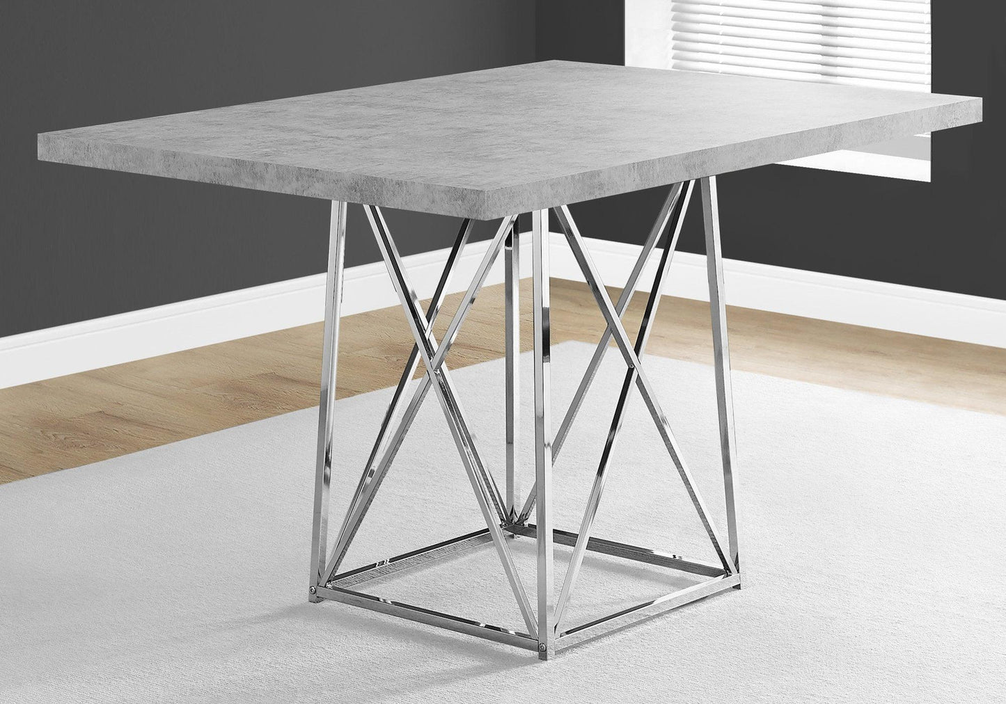 36" x 48" x 31" Grey Particle Board and Chrome Metal Dining Table - AFS