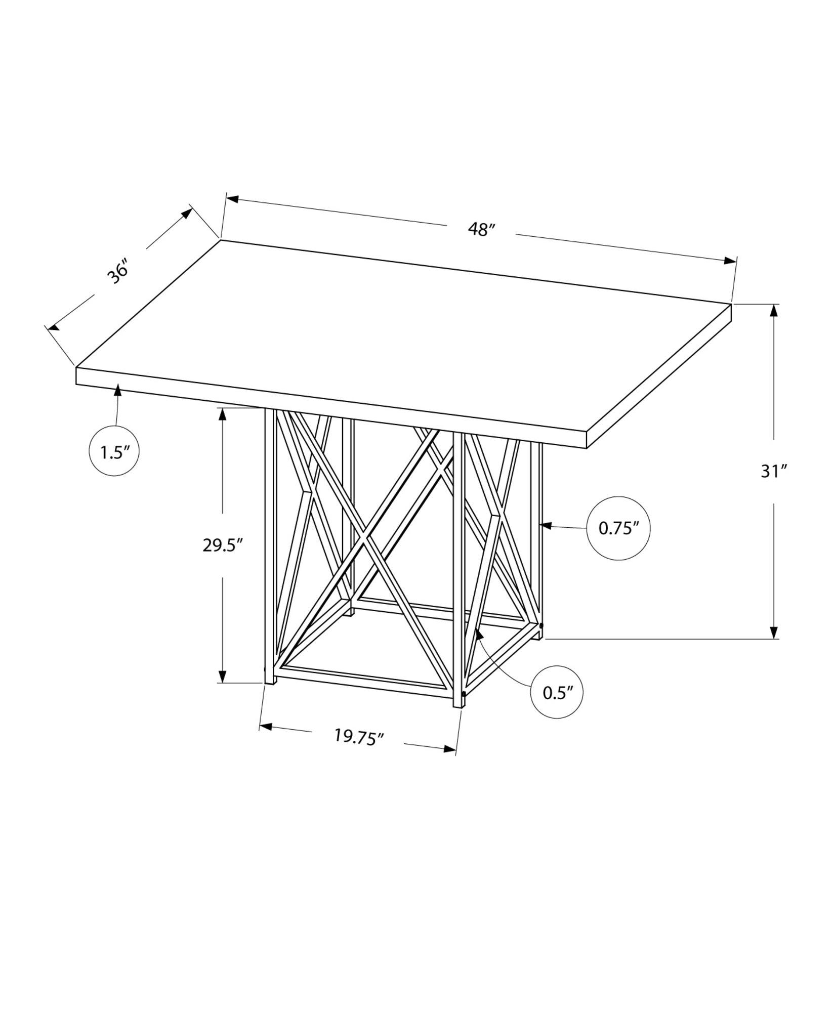 36" x 48" x 31" Grey Particle Board and Chrome Metal Dining Table - AFS