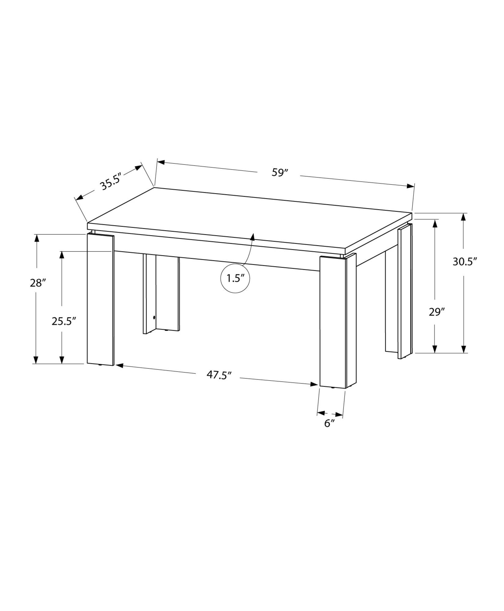 35.5" x 59" x 30" Dark Taupe Particle Board Hollow Core and MDF Dining Table - AFS