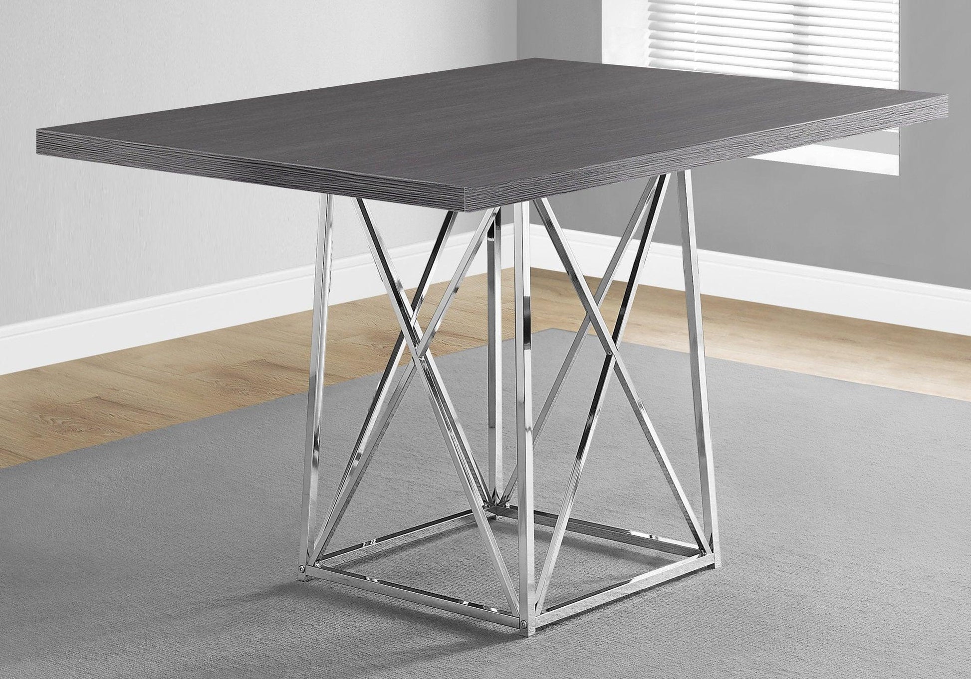 36" x 48" x 31" Dark Taupe Particle Board Metal Dining Table - AFS