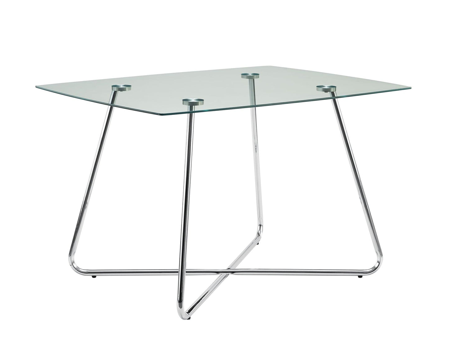 30" Chrome Metal and Clear Tempered Glass Dining Table - AFS