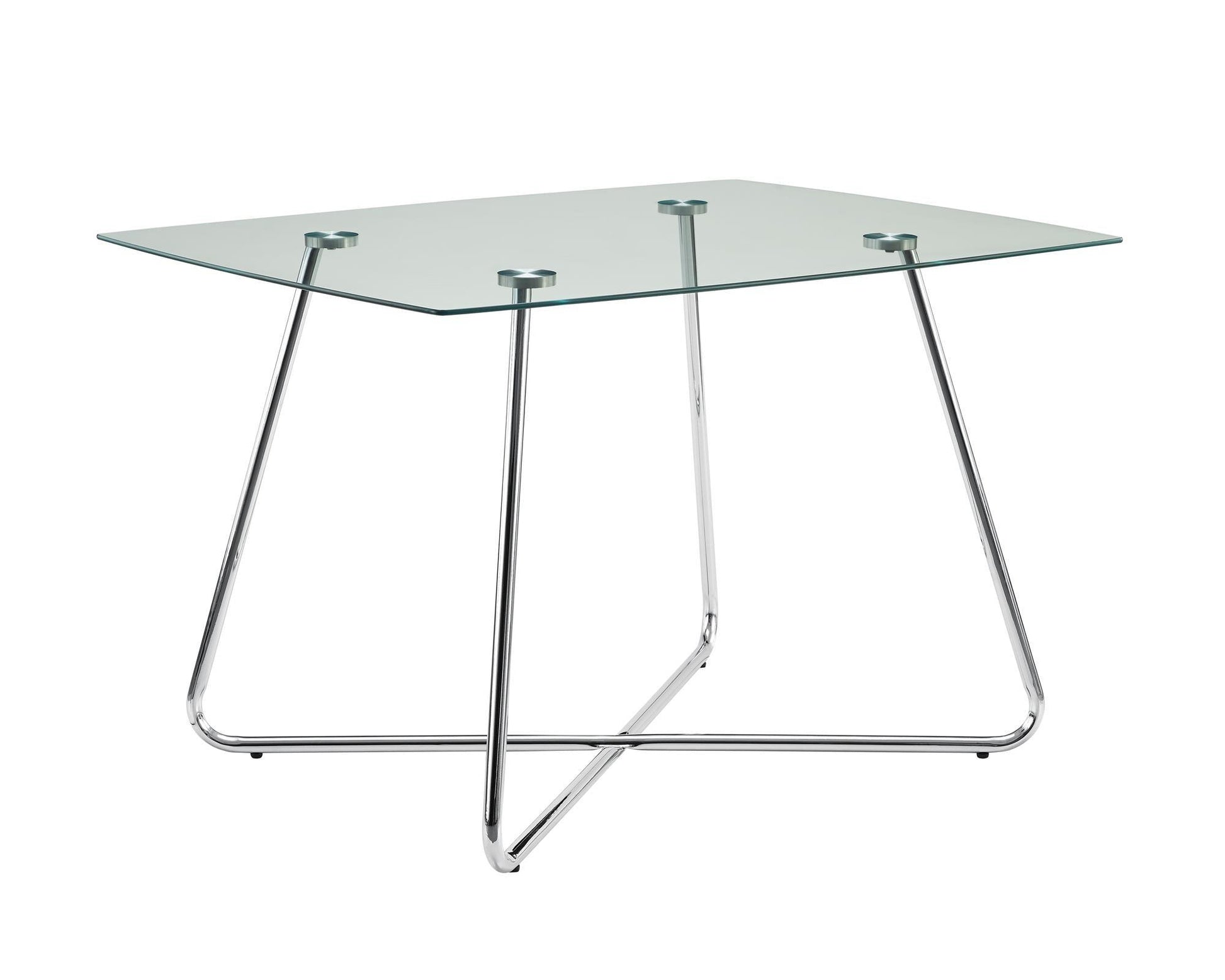 31" Chrome Metal and Clear Tempered Glass Dining Table - AFS