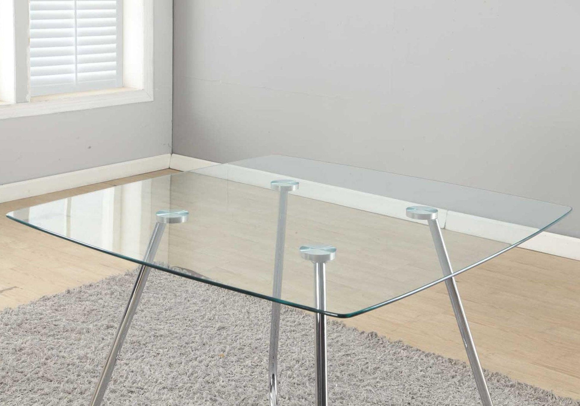 31" Chrome Metal and Clear Tempered Glass Dining Table - AFS