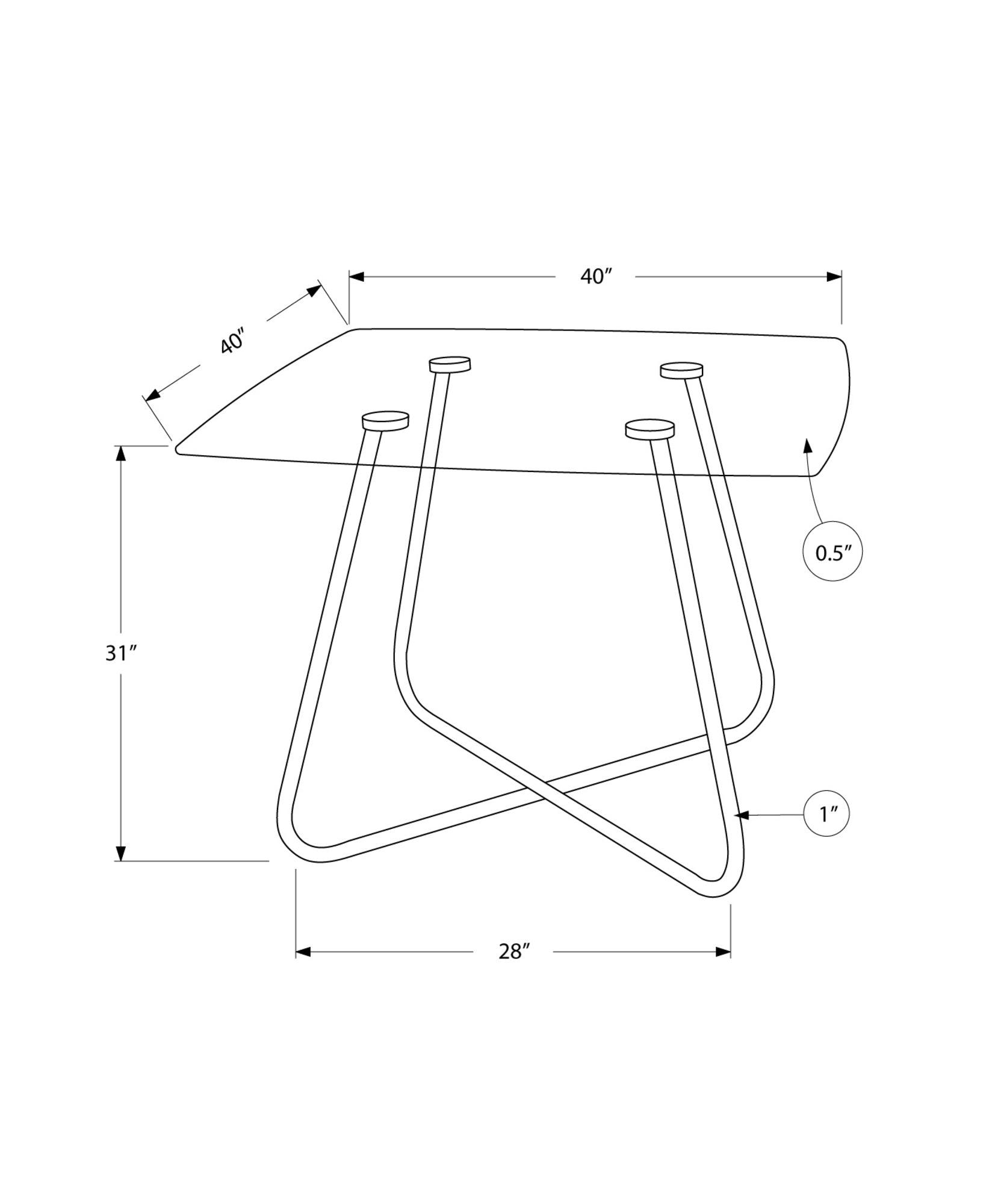 31" Chrome Metal and Clear Tempered Glass Dining Table - AFS