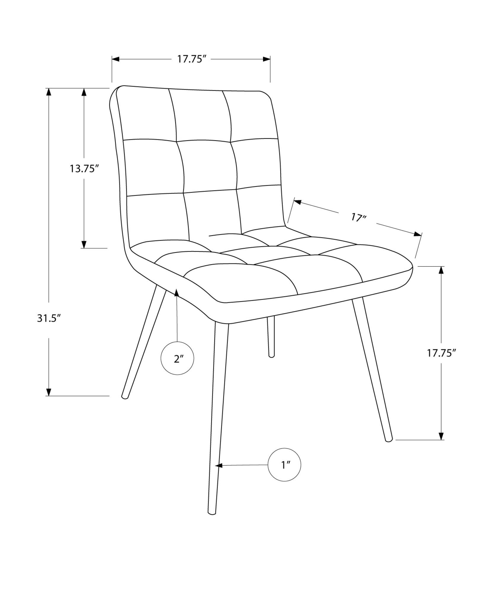 47" x 37" x 63" White Foam Metal Polyurethane Leather Look Dining Chairs 2pcs - AFS