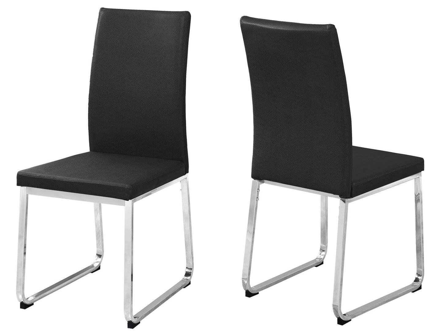 Set of 2 Grey Faux Leather and Chrome Dining Chairs - AFS