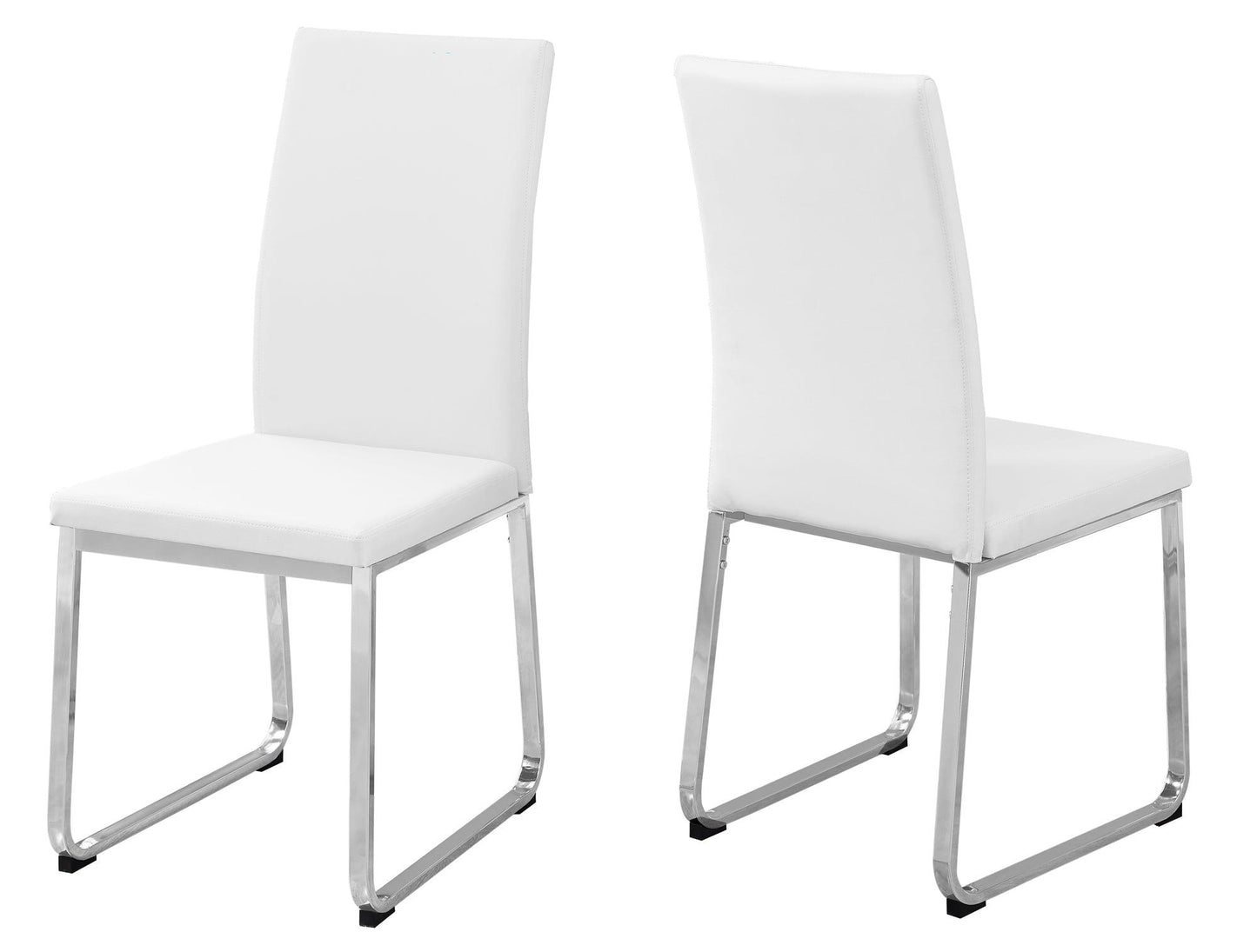 Set of 2 Grey Faux Leather and Chrome Dining Chairs - AFS